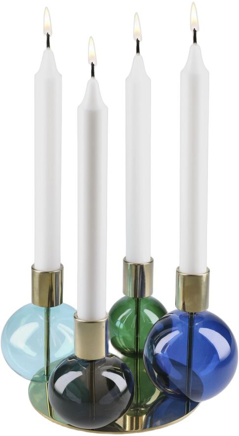 Bubble 4-armet lysestage Ø17. 5 cm blå/grøn