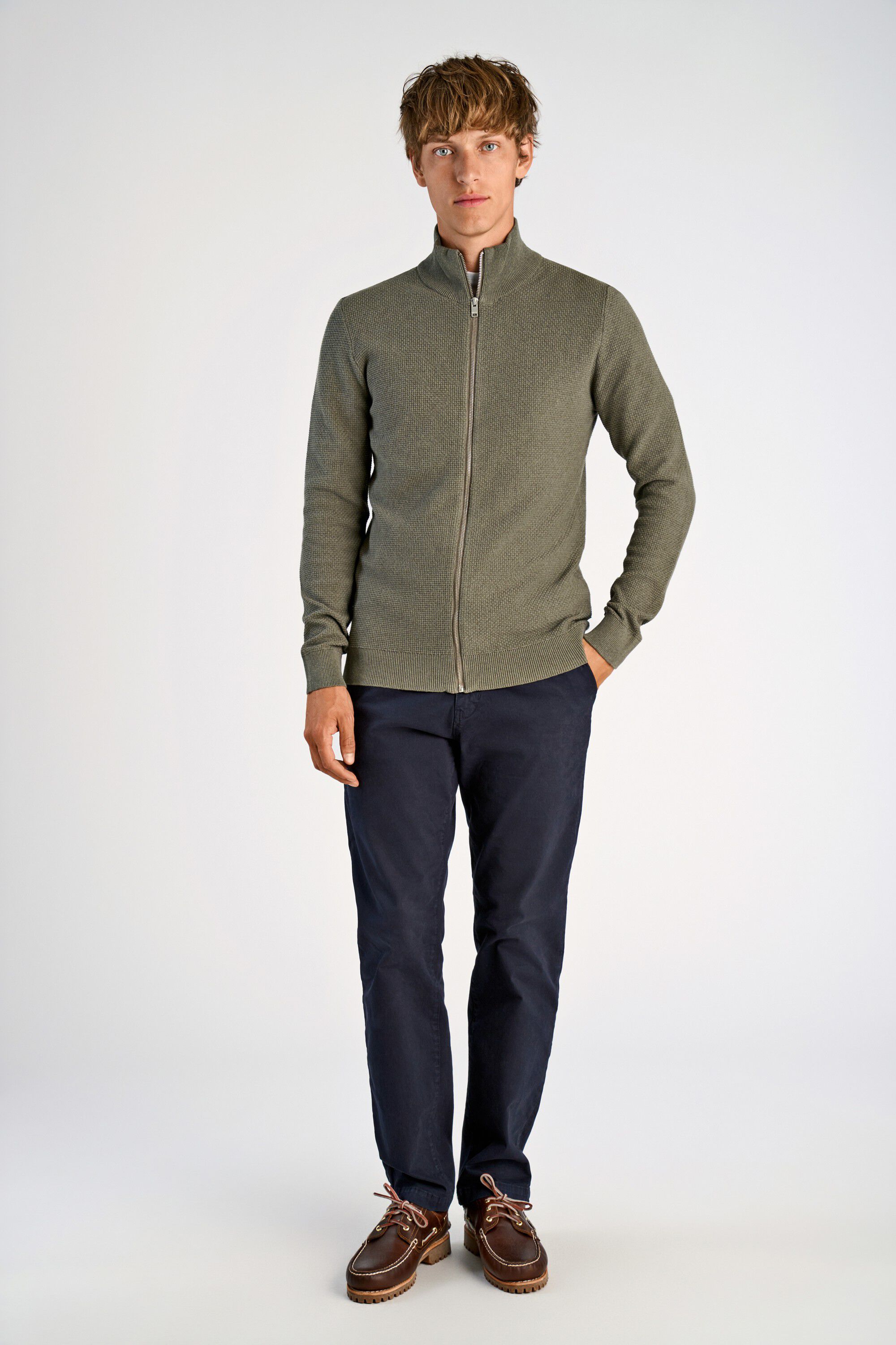 Recycle structure zip cardigan