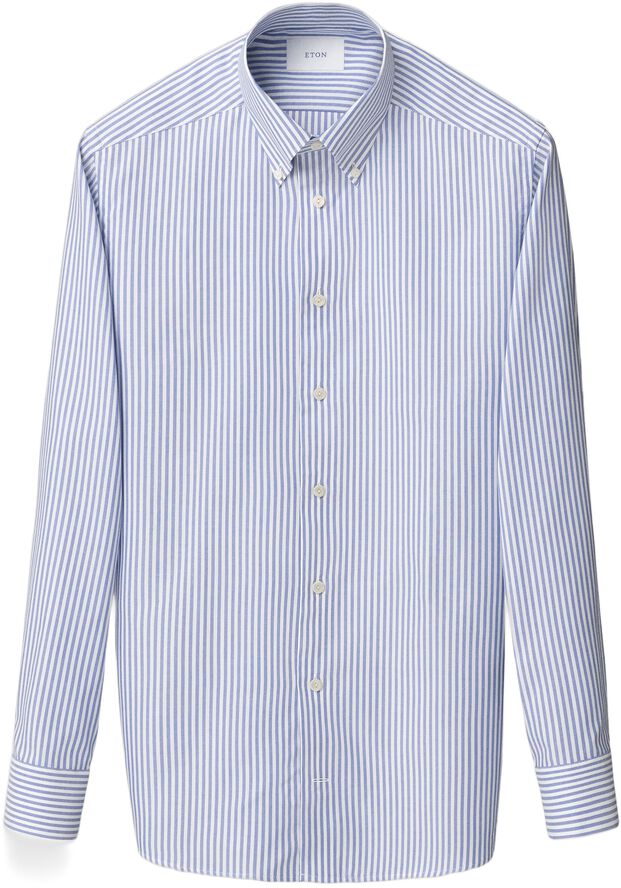 Contemporary Fit Mid blue Striped Signature Oxford Shirt