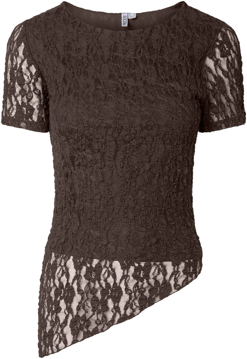 PCARIANA SS ASYMMETRIC LACE TOP D2D
