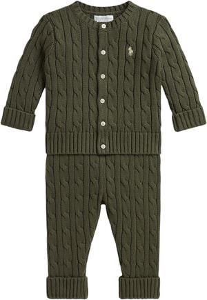 Cable-Knit Cotton Cardigan & Pant