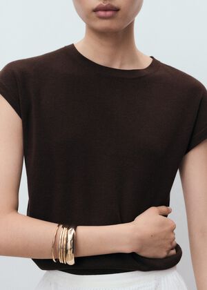 Short-sleeved knitted cotton sweate