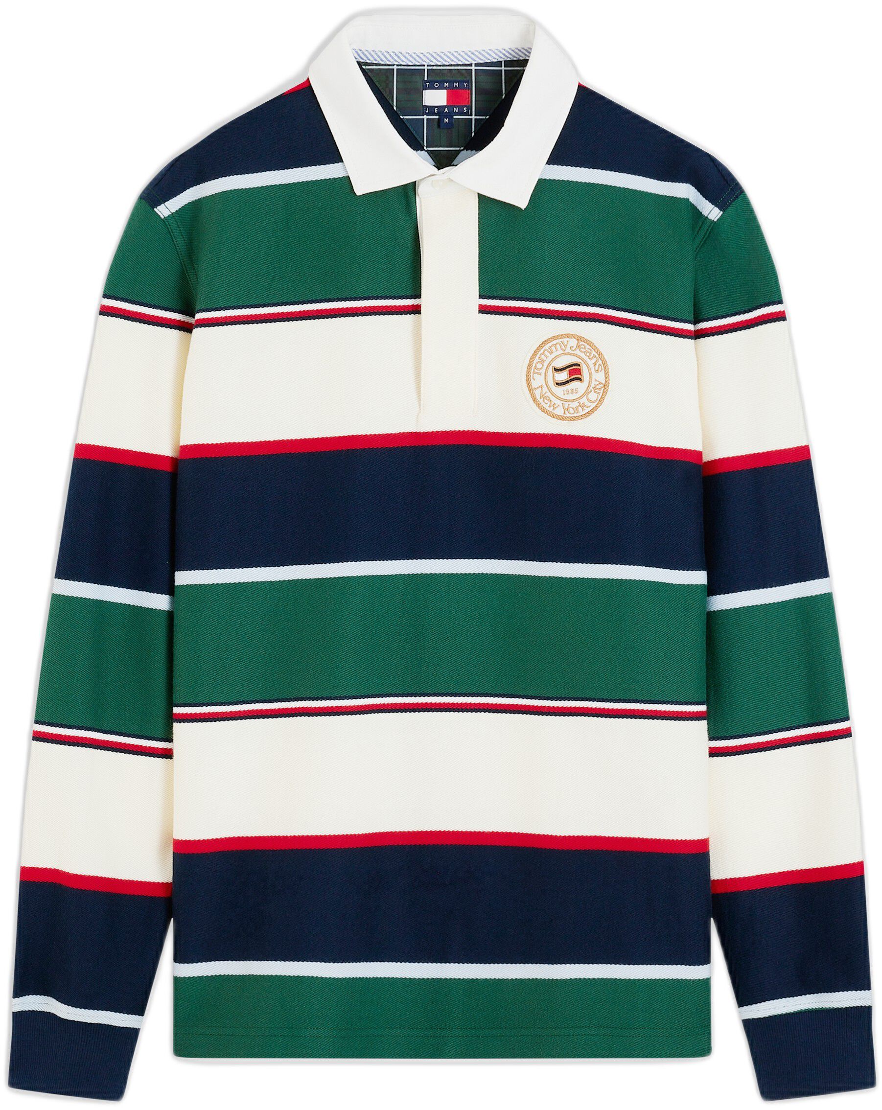 Relaxed Fit Rugby Stripe Long Sleeve Polo Shirt