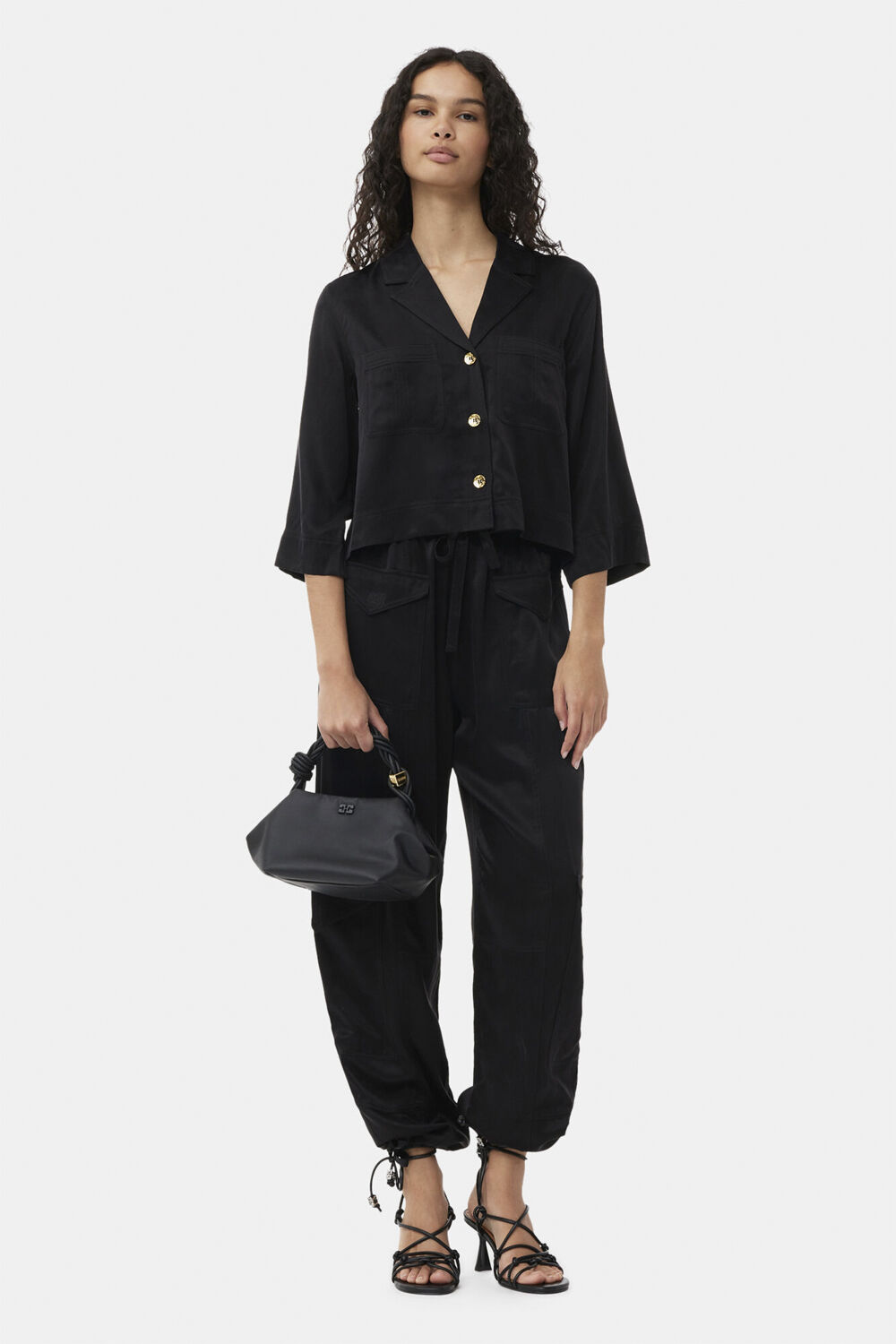 Washed Satin Crop Shirt