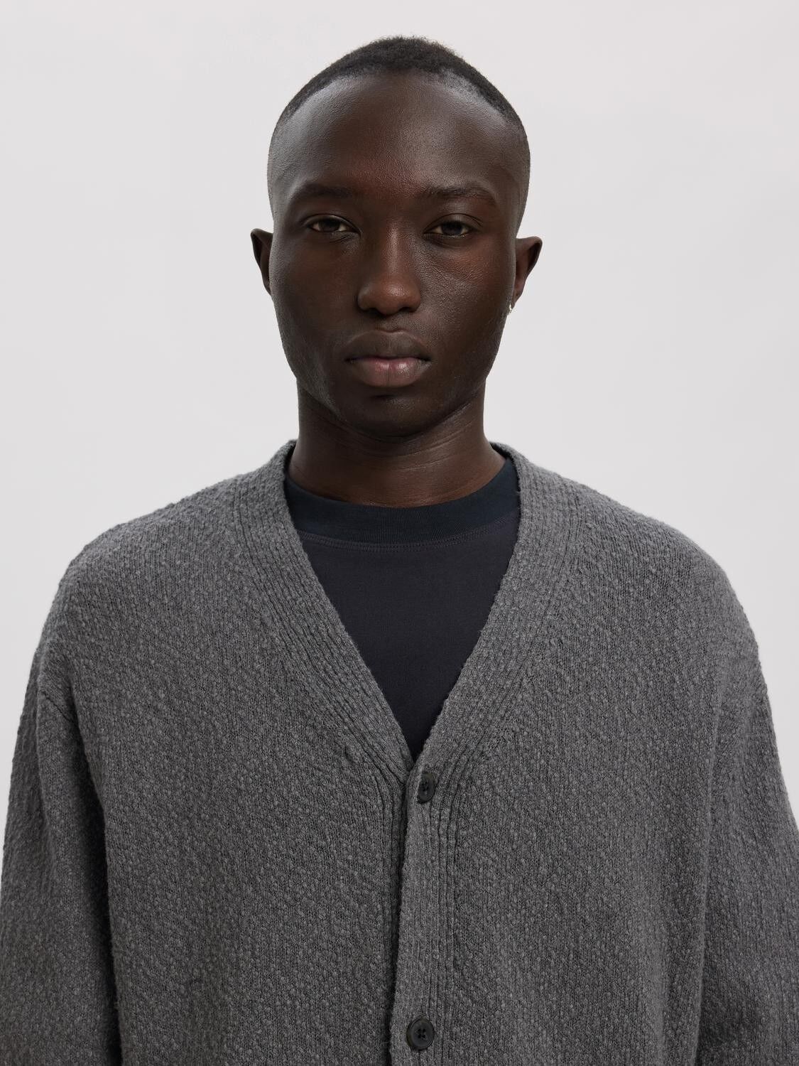 ANRROLF BOUCLE LS KNIT V-NECK CARDI