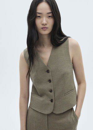 Micro houndstooth suit vest