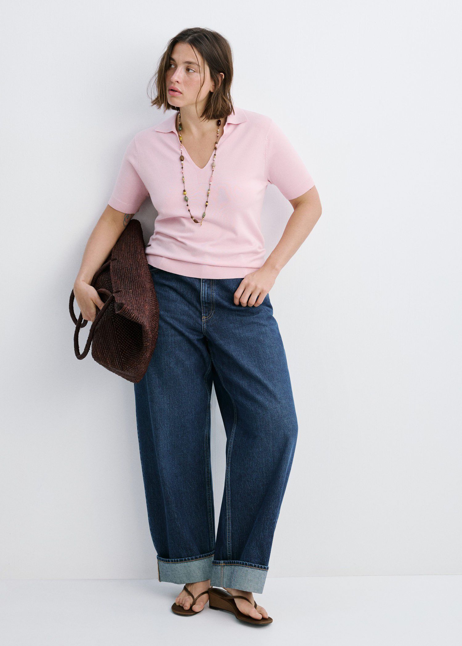 Fine-knit polo shirt