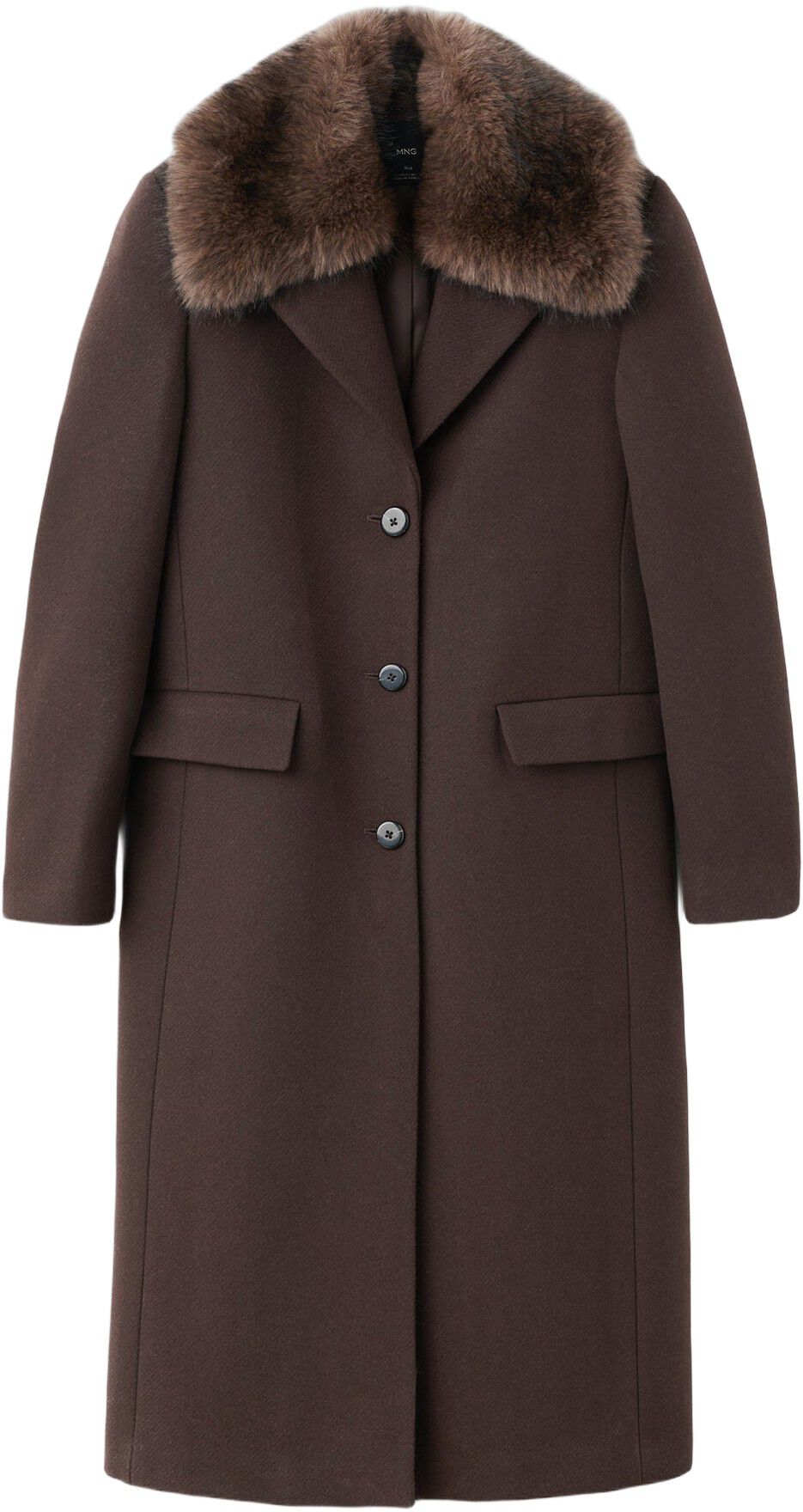 Wool coat with fur collar