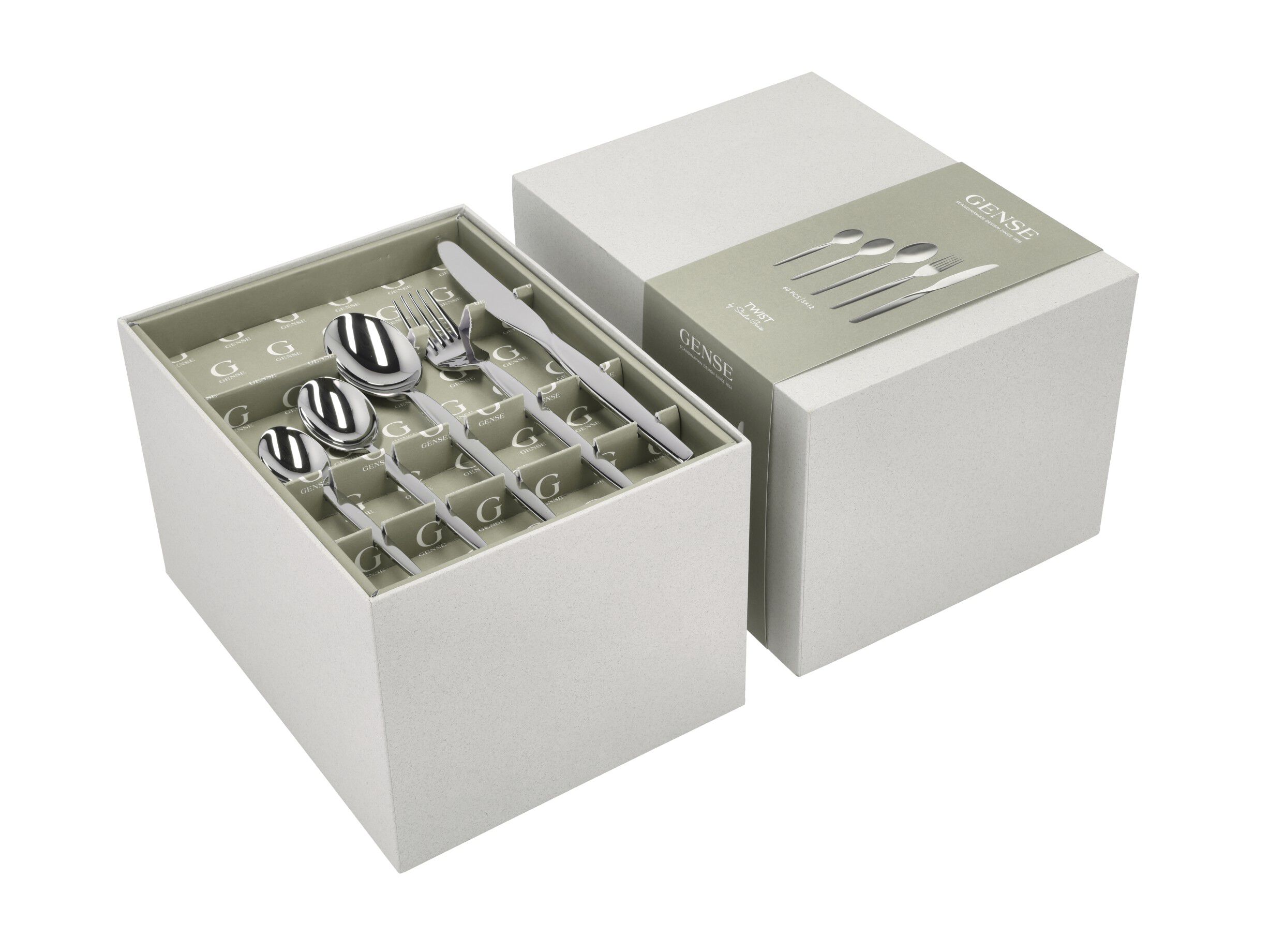 Bestiks&aelig;t Twist 60 dele Blankt st&aring;l