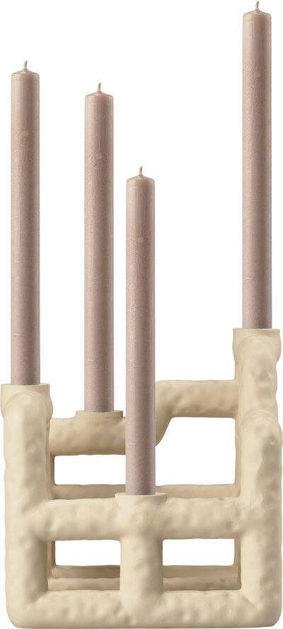 Lysestage Lyng 21 x 21 x 23 cm Sand Polyresin