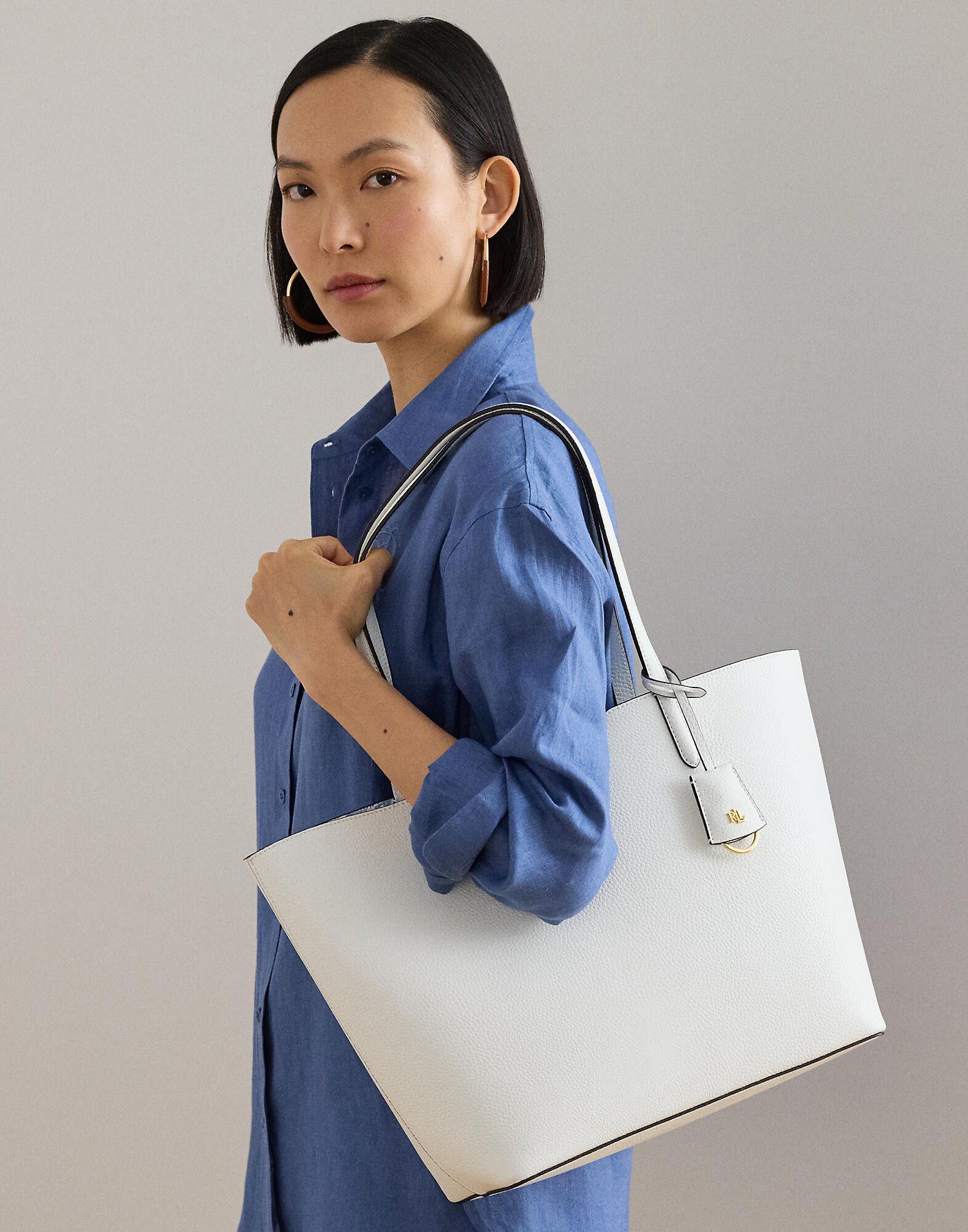 Faux-Leather Large Reversible Tote Bag