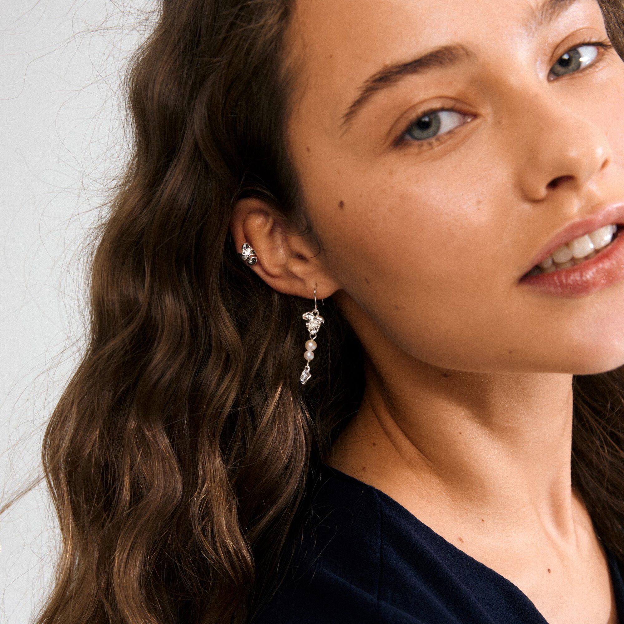 LUIS earrings 2-in-1 set, silver-plated