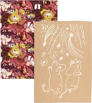 Moomin Arabia 50x70cm viskestykke s&aelig;t Festlige &Oslash;jeblikke GOTS