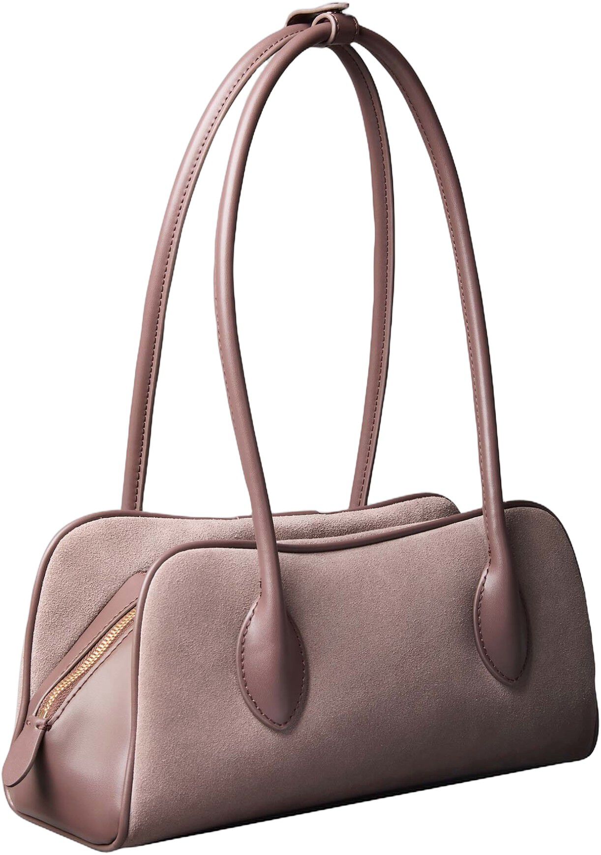 Suede Emblem Logo Shoulder Bag