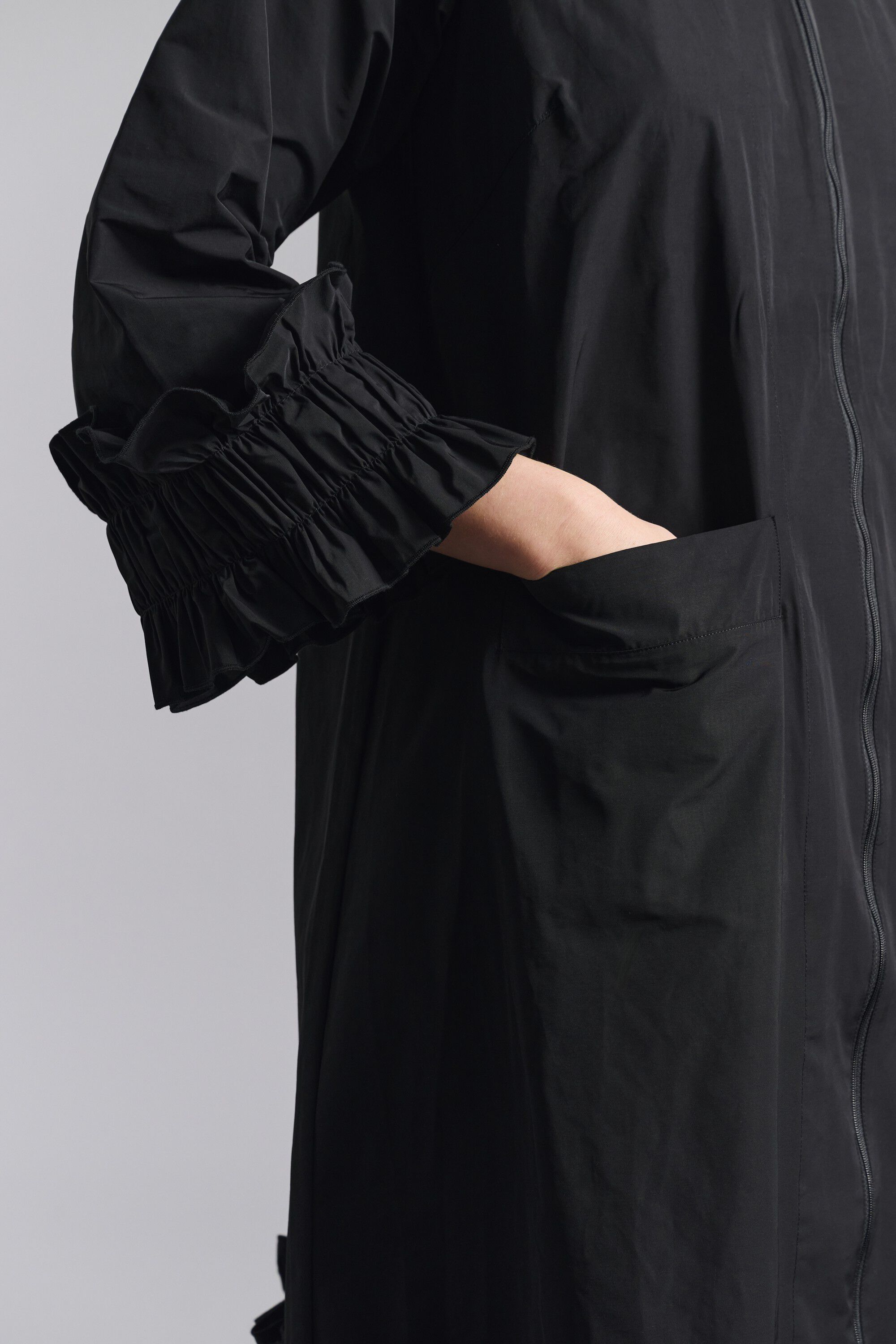 Fukkura poplin kjole med lynl&aring;s