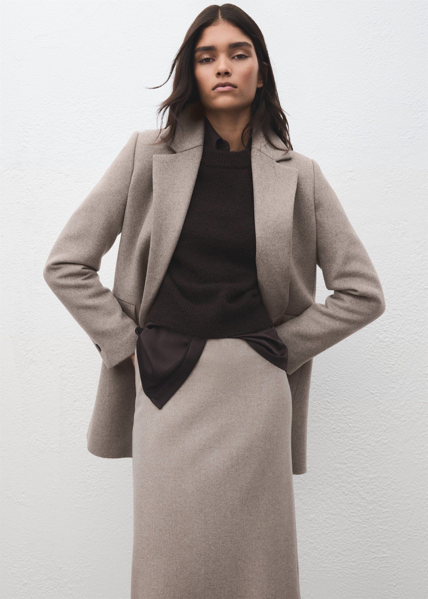 Double-breasted wool blend coat