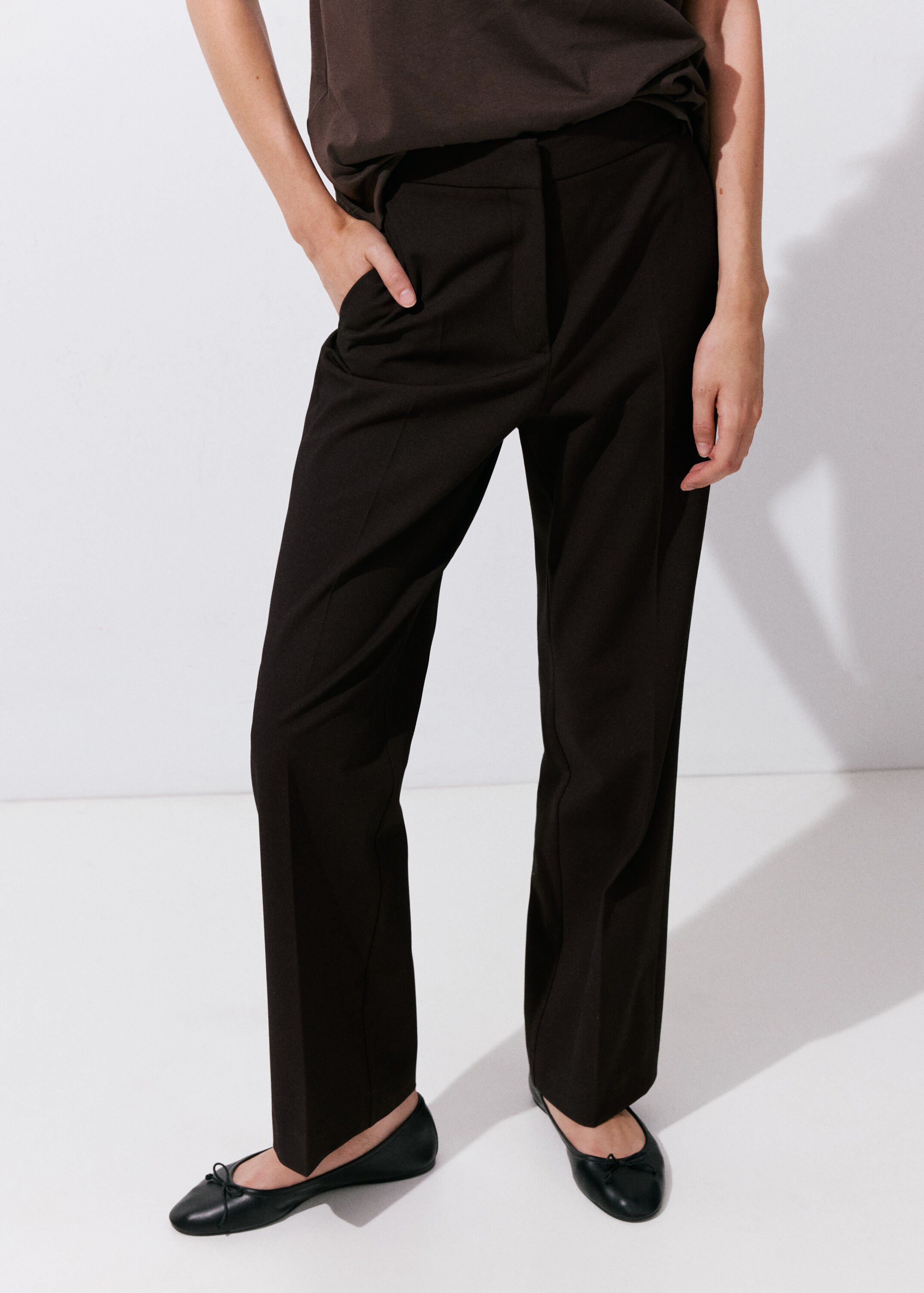 Straight mid-rise trousers