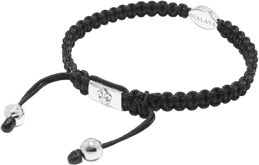 Men's Black String Bracelet with Silver Evil Eye