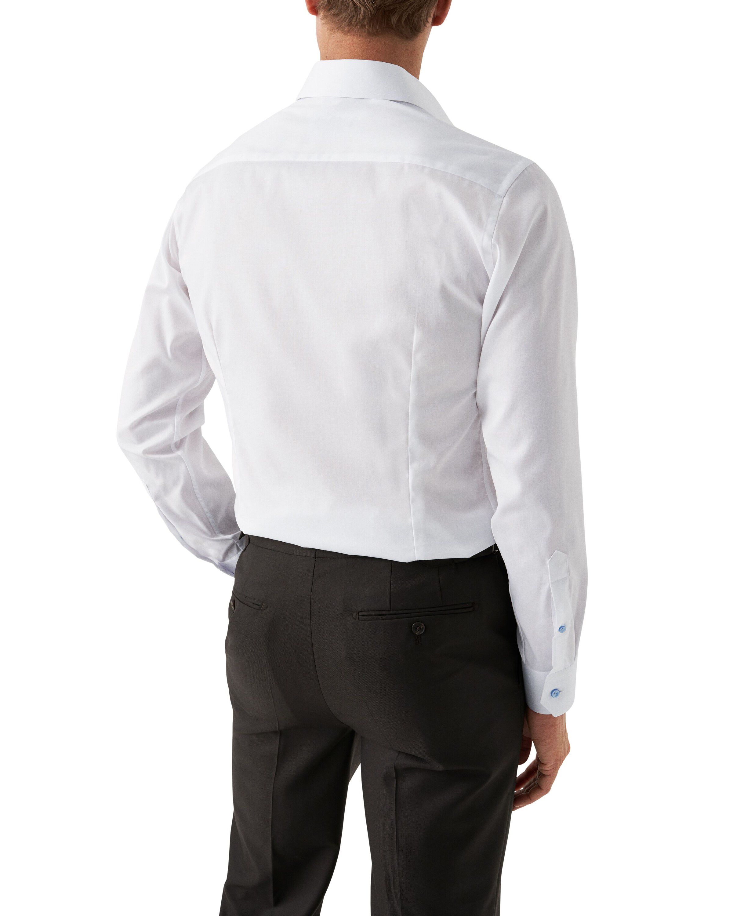 White Twill Shirt Blue Details - Slim Fit
