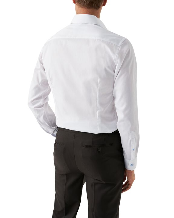 White Twill Shirt Blue Details - Slim Fit