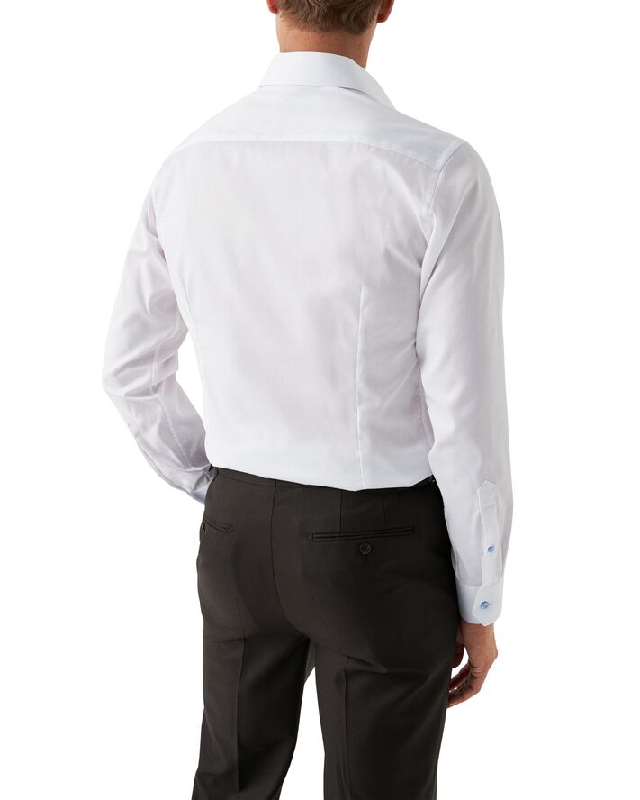 White Twill Shirt Blue Details - Slim Fit