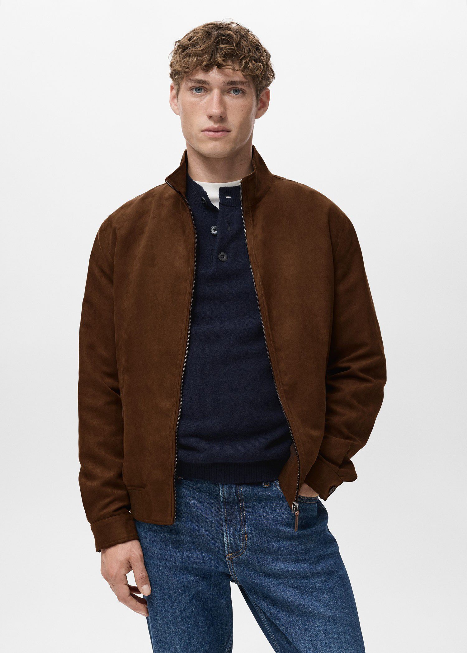 Suede leather-effect jacket