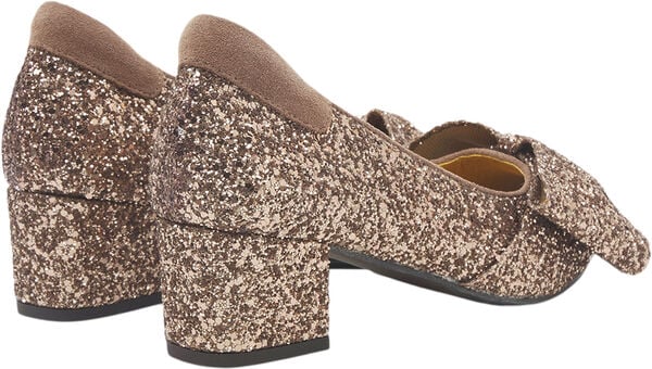 Sløjfepump i funklende glitter