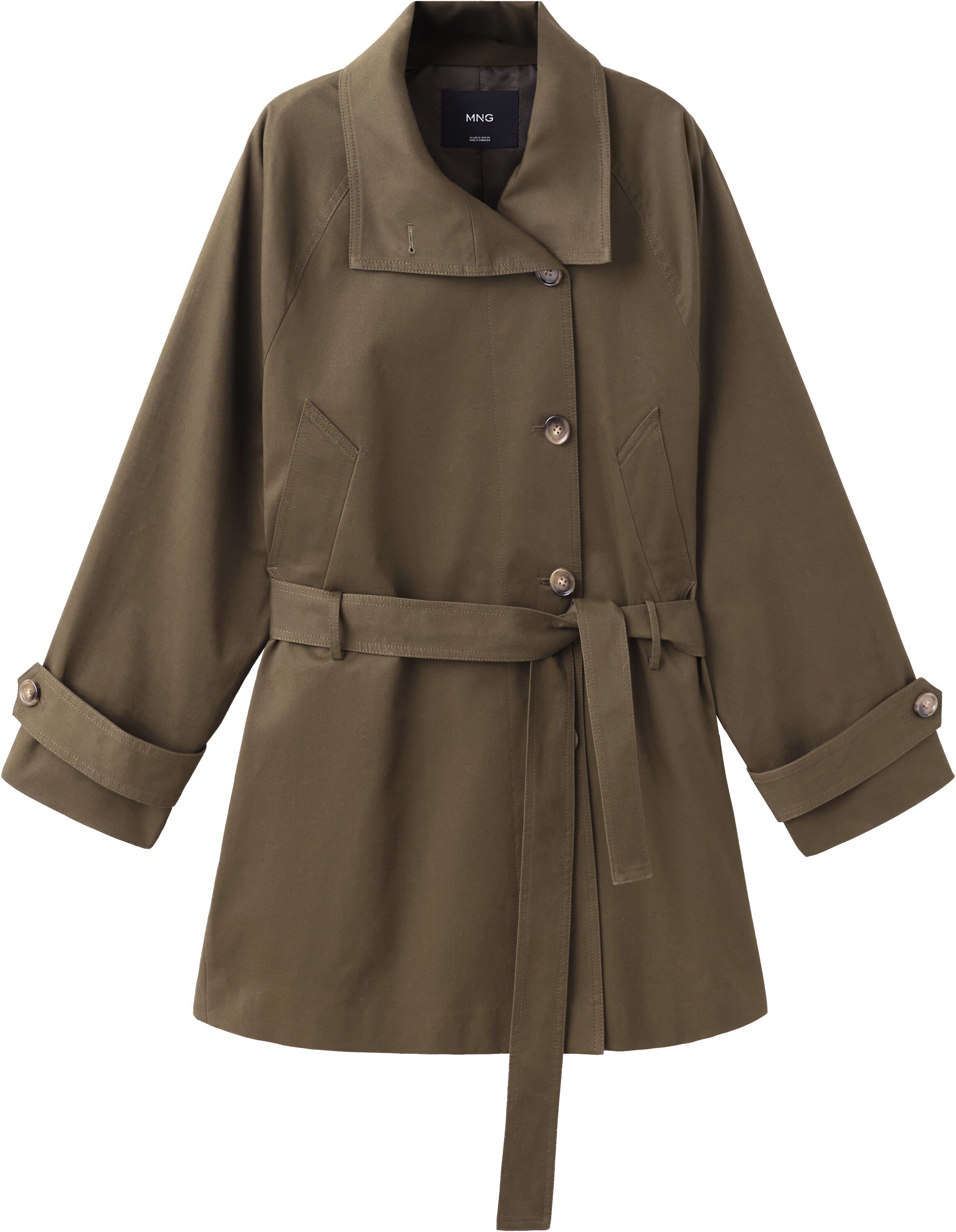Midi trench coat with belt