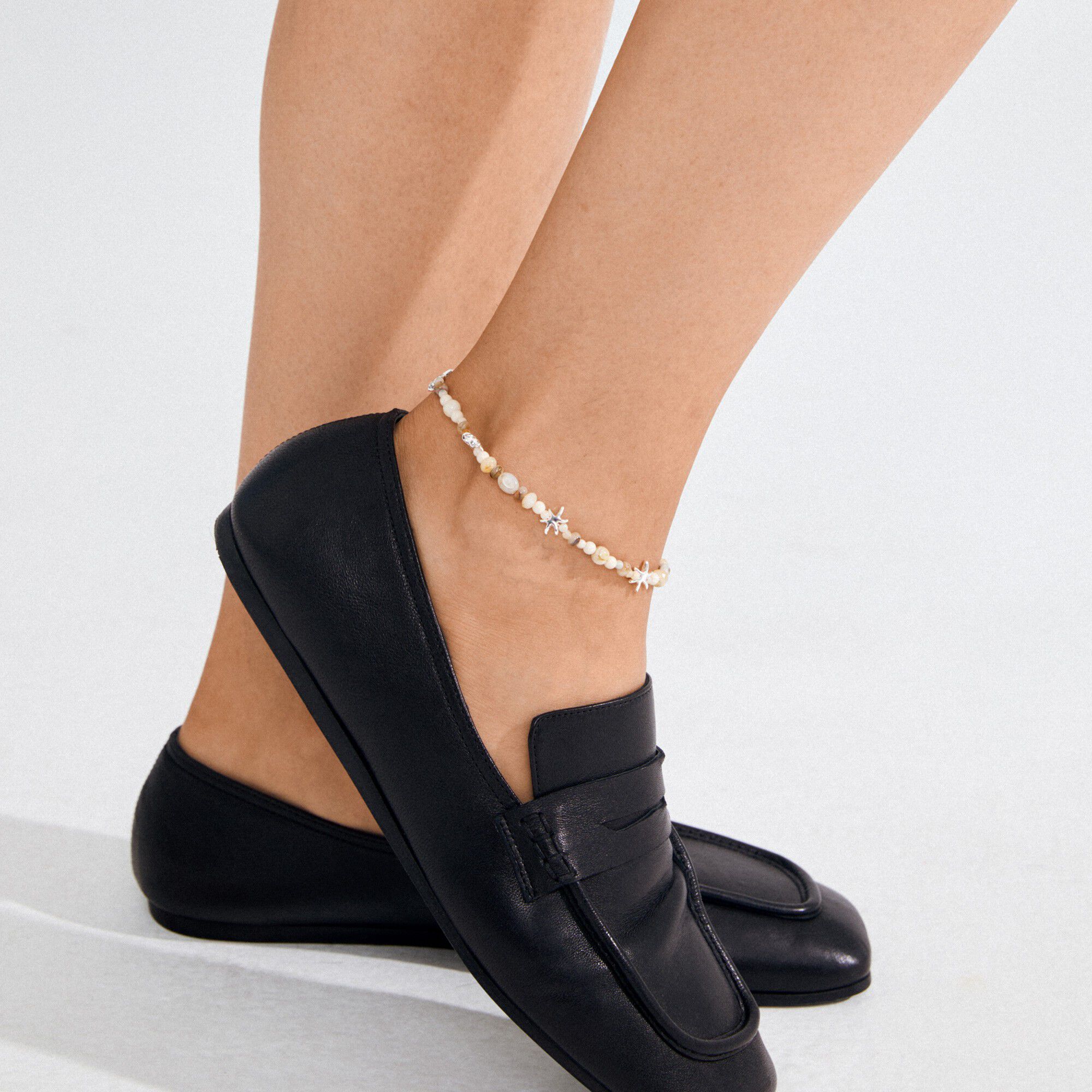 PRISM ankle chain white/silver-plated