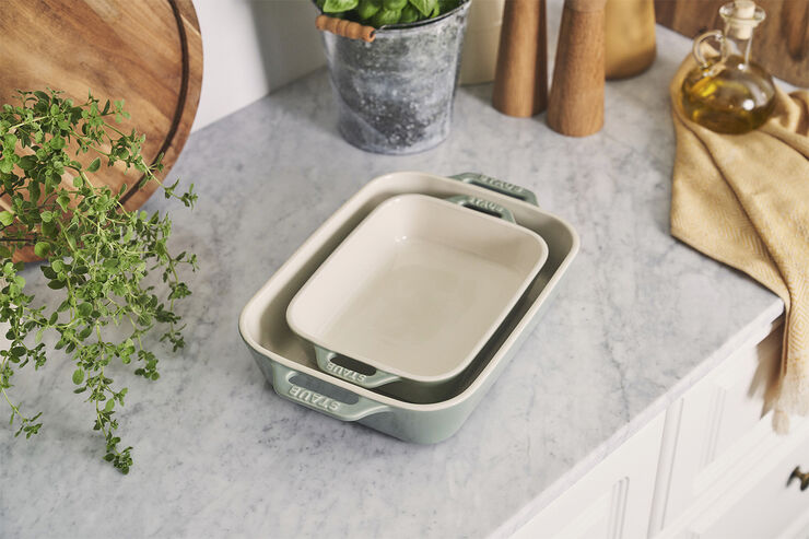 Ceramique Ovnfad sæt 2 Eukalyptus rekt