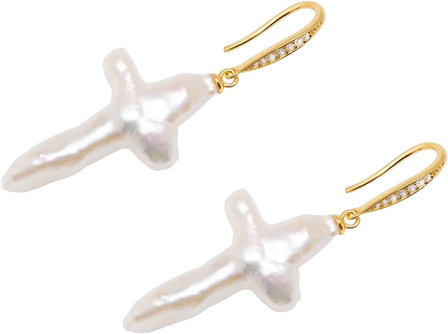 Pearl Cross Earrings