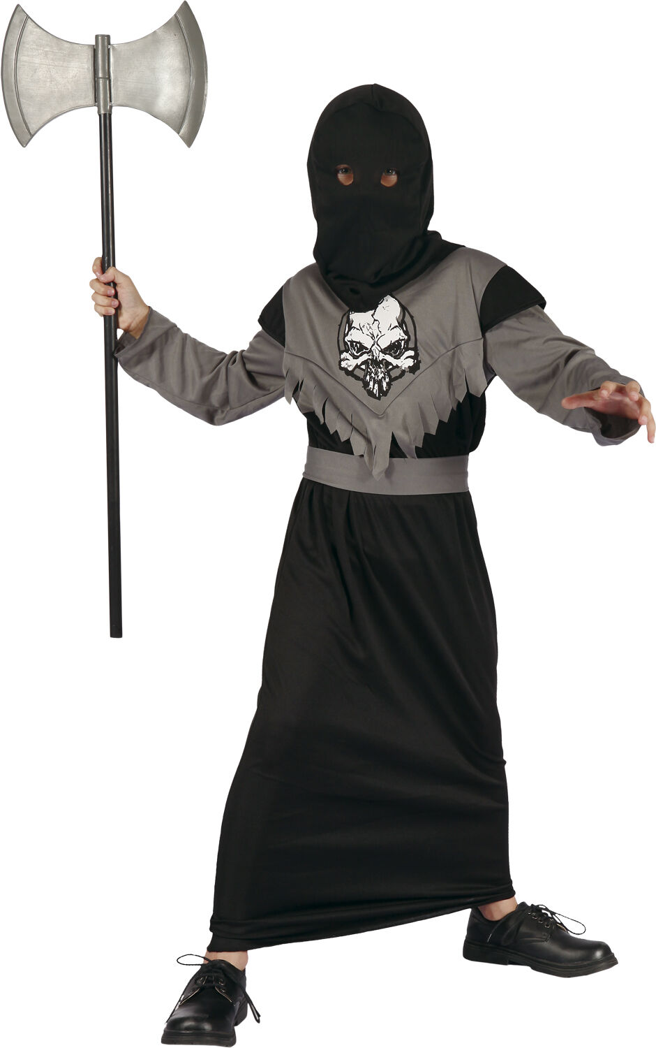 Skull warrior Krigerdragt med b&aelig;lte og h&aelig;tte str. 140