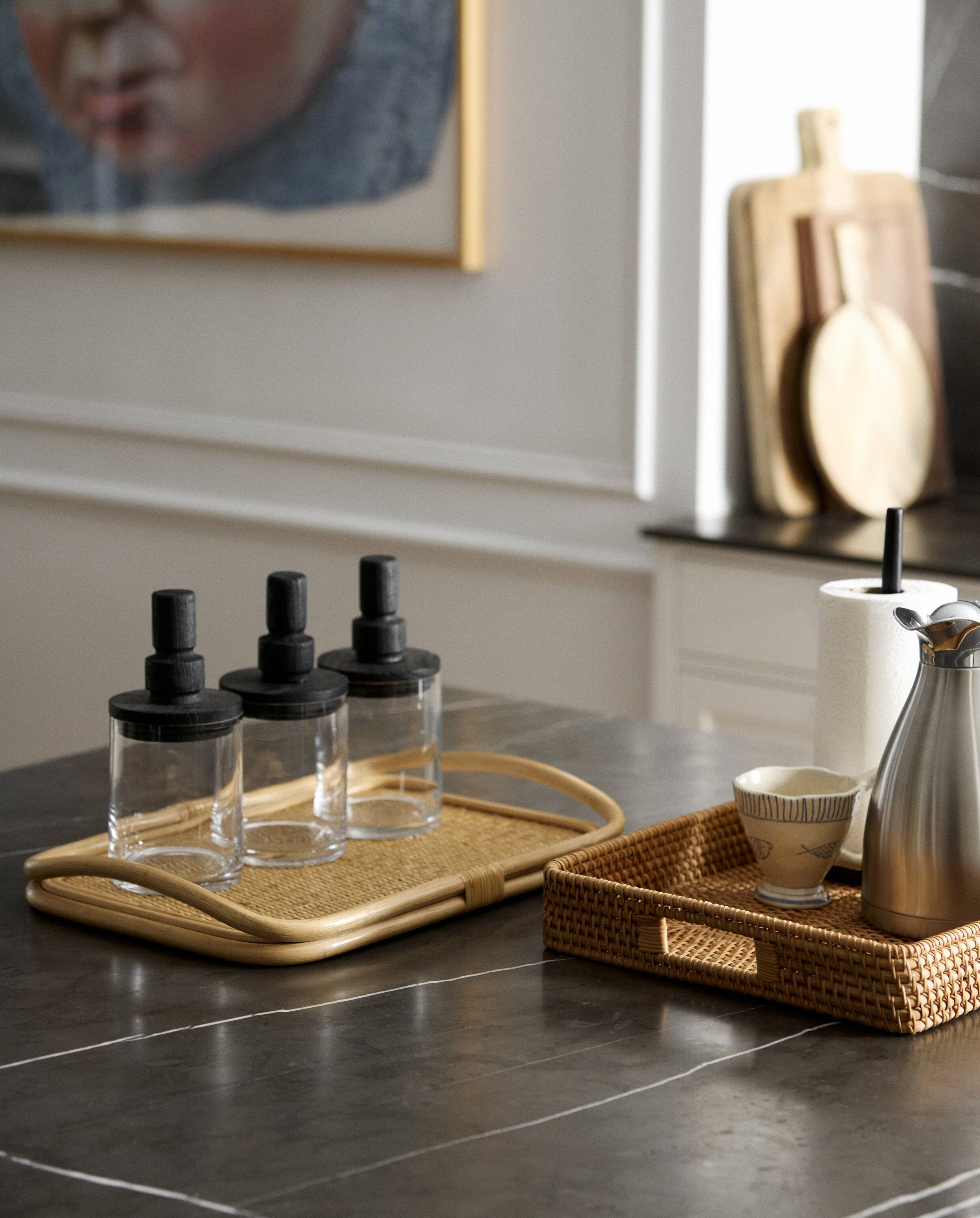 PIPER paper towel holder, wood - black