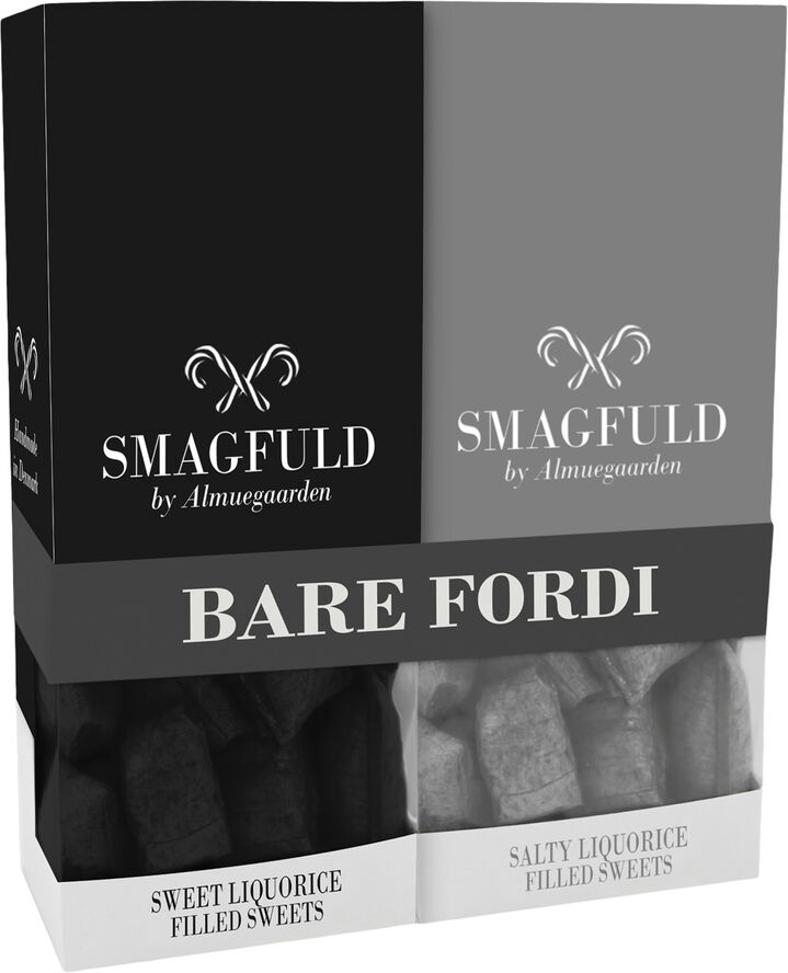 Smagfuld Gavepakning - BARE FORDI (sort/grå)
