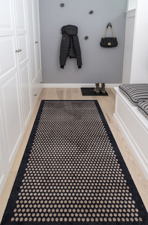 Løber 90x200 cm, dot sort/sand