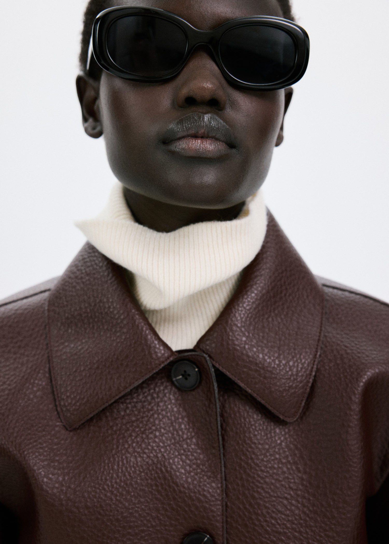 Faux-leather jacket with pockets