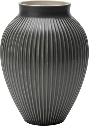 Knabstrup, vase, riller, Limited Edition, grå, 30 cm