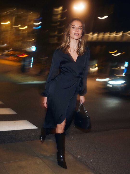 RWSatina LS Wrap Dress