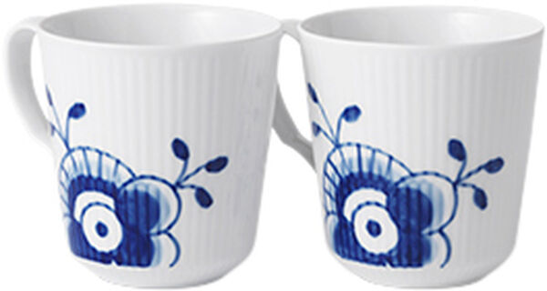 BLÅ MEGA RIFLET 2-PAK KRUS 28 CL