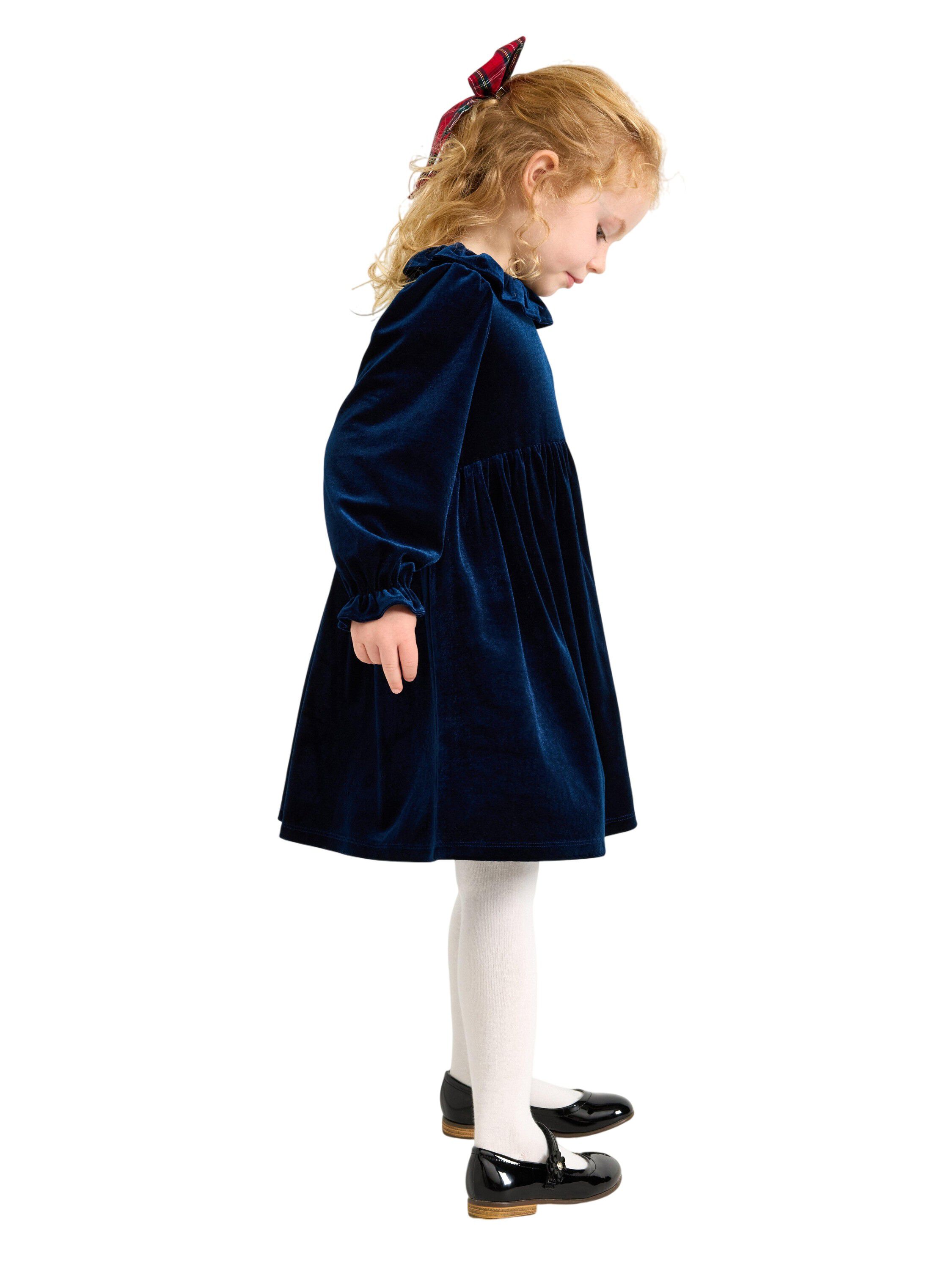 Soft long-sleeved dress in velvet w