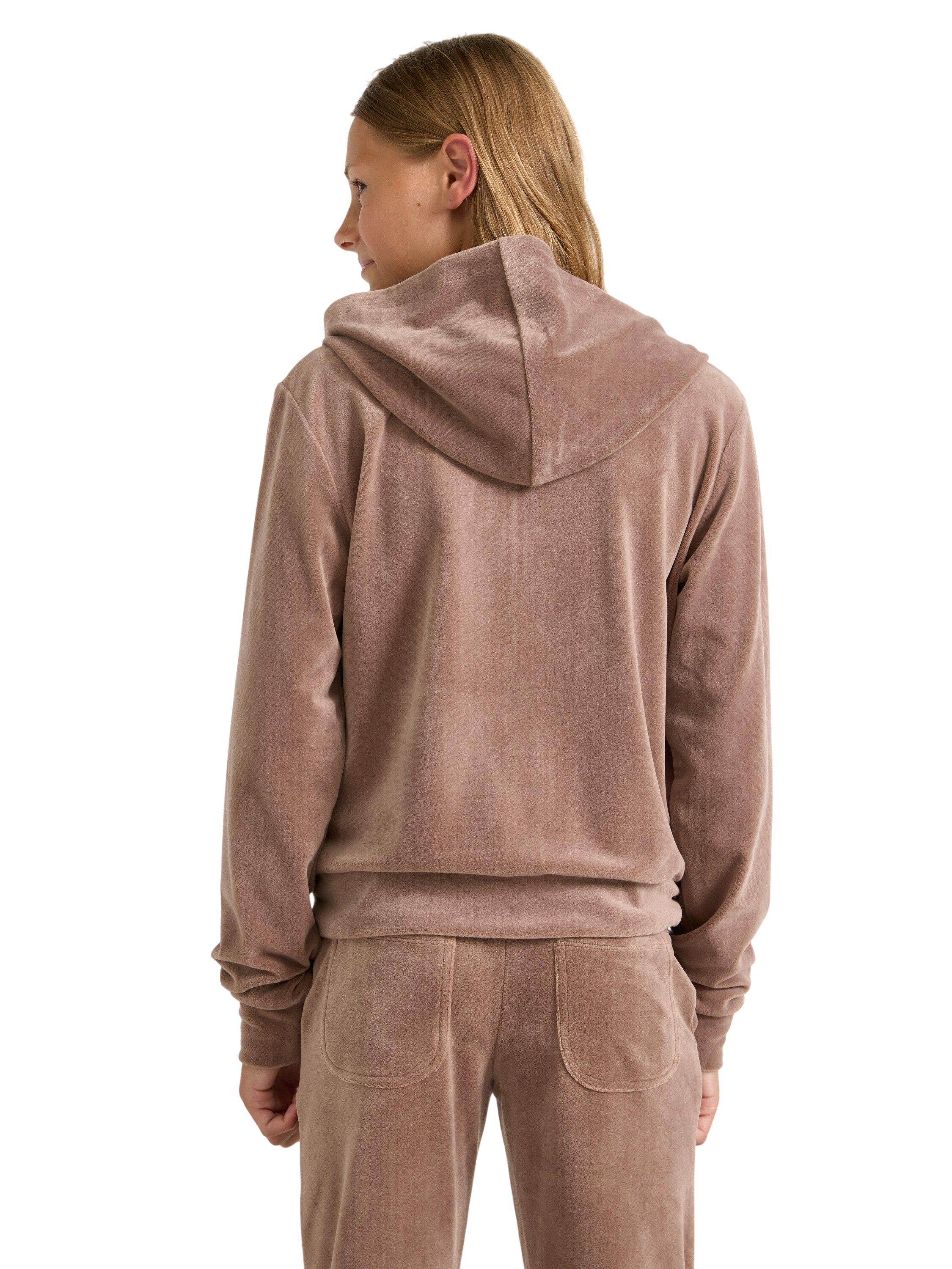 Velour hoodie with kangaroo pockets