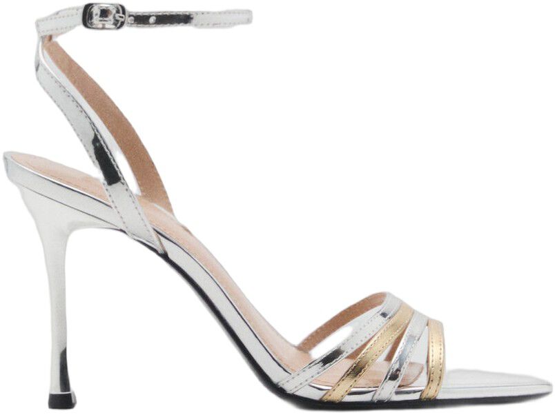 Combined strap heeled sandal