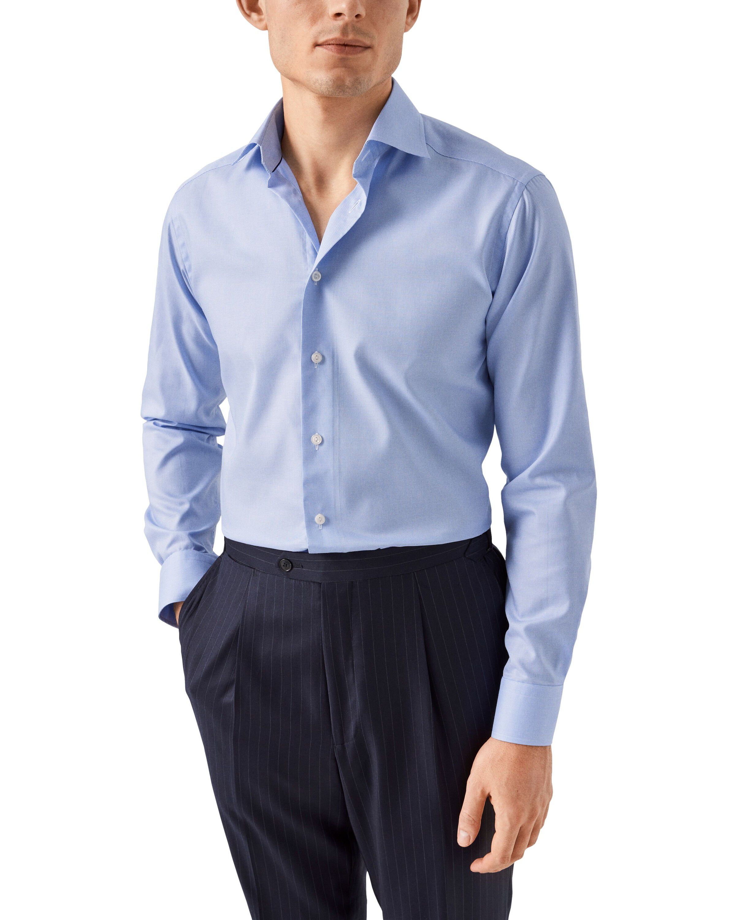 Light Blue Hounds Tooth Shirt