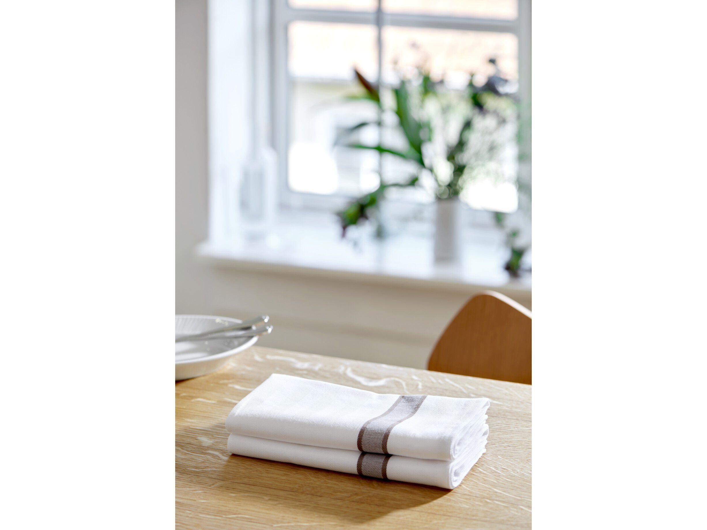 Stofserviet Pillivuyt 45 x 45 cm Bl&aring;/Hvid 100% ny bomuld