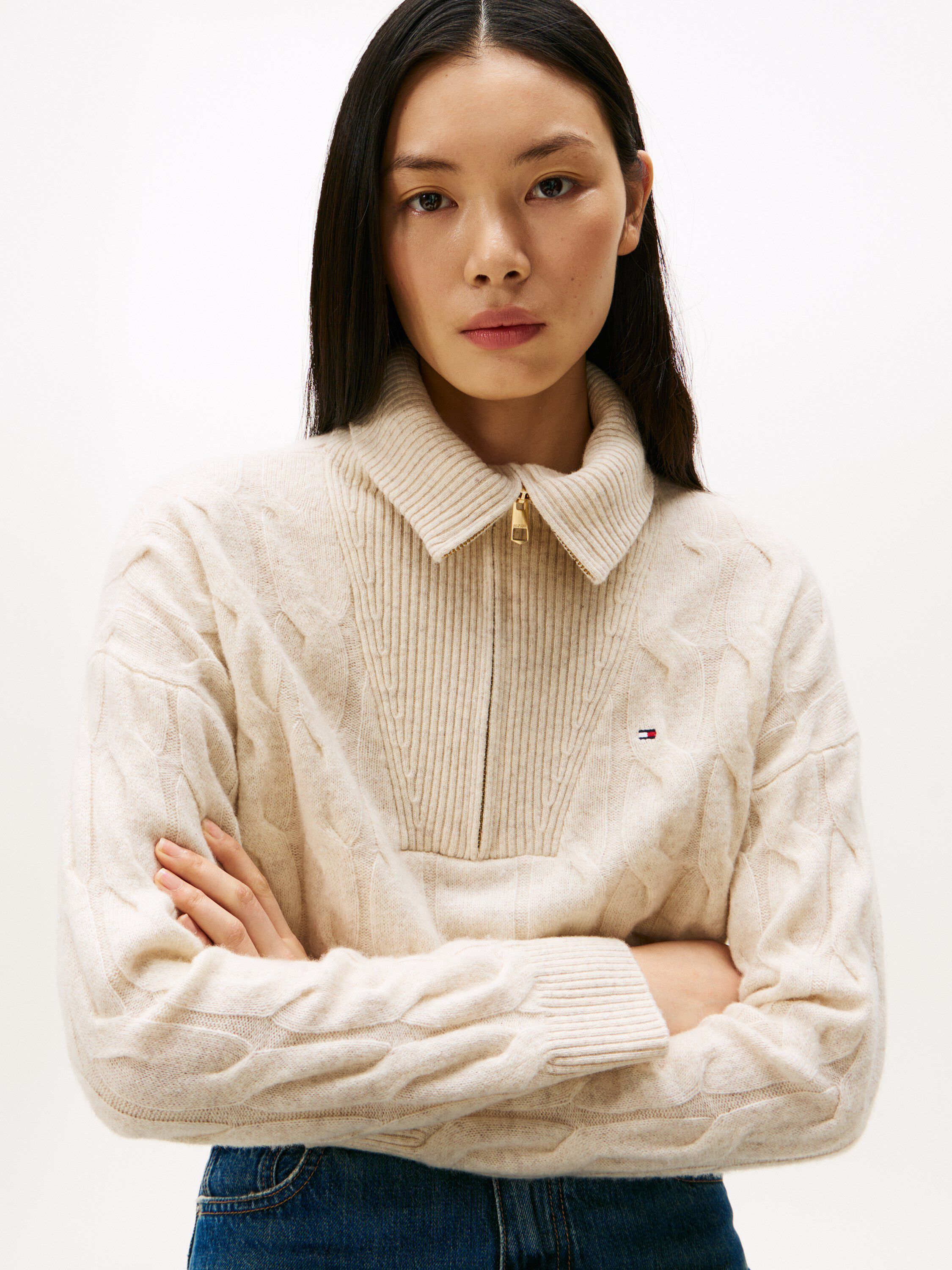 SOFT WOOL CABLE 1/2 ZIP LS SWT