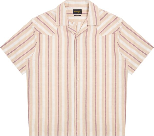 Ss W Resort Shirt Tan Ruby Wine