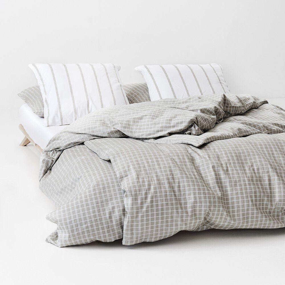 &Oslash;kologisk senges&aelig;t Snooze Check beige - GOTS