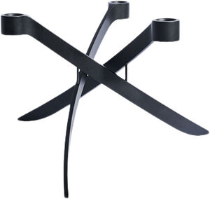 LIGHTARCH Candle Holder, 3 arm Mini Taper, Matte Black 18 x