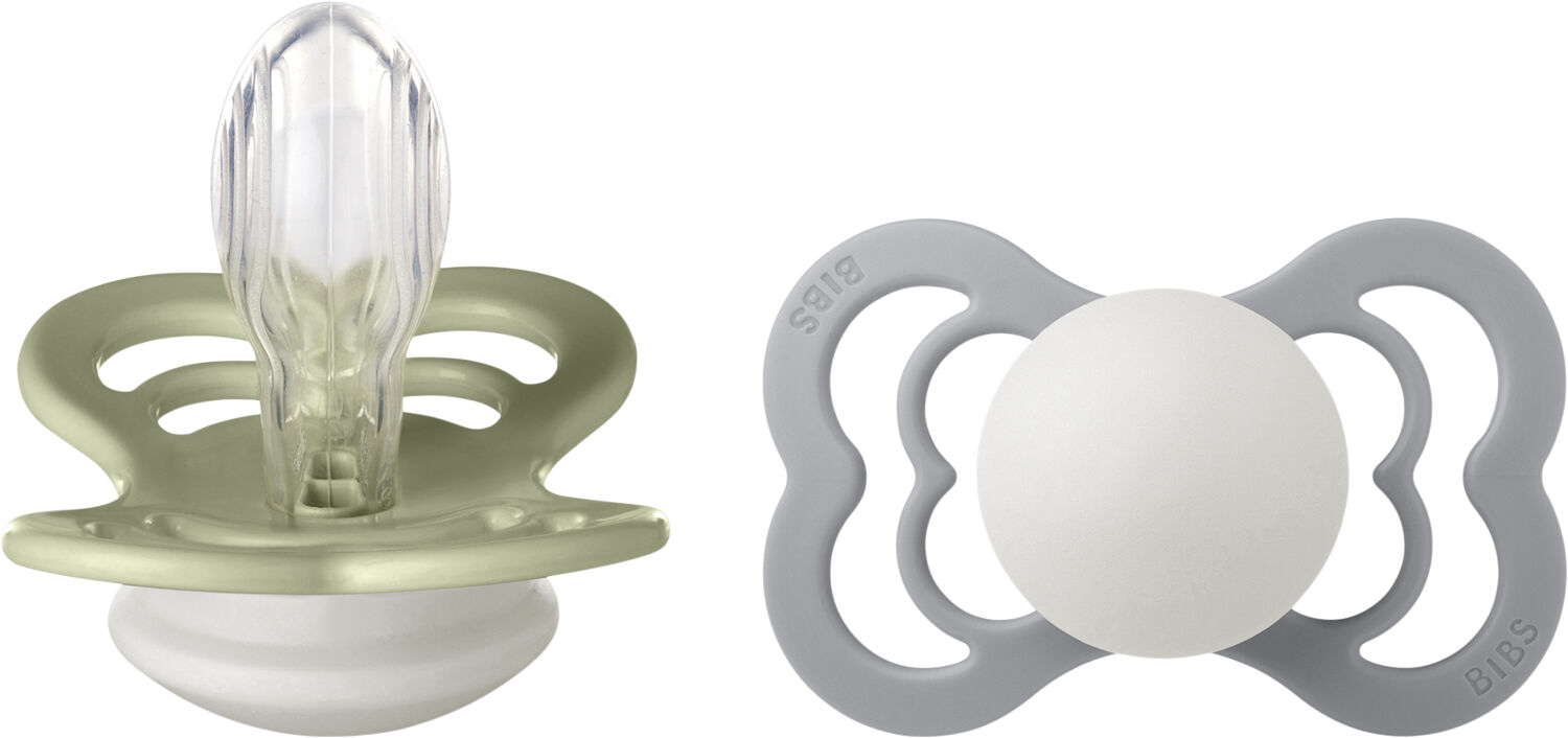BIBS Supreme 2 PACK Silicone Size 1 Sage NIGHT/Cloud NIGHT