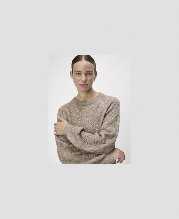 OBJFLORA RE L/S KNIT PULLOVER NOOS